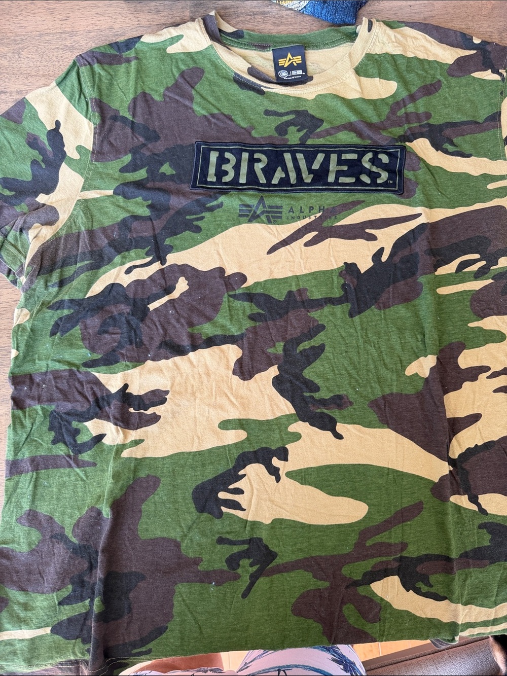 Alpha Industries Camo 'BRAVES' Short Sleeve Tee - Green & Brown